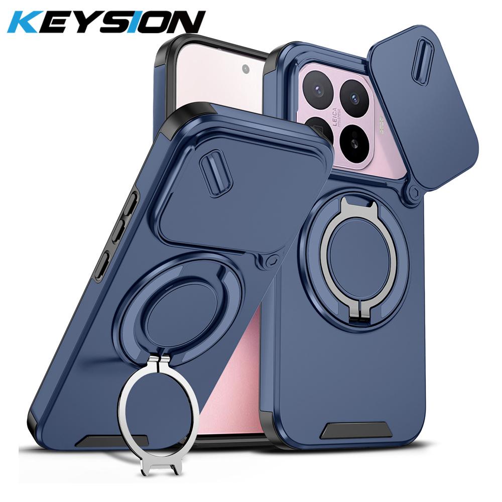 KEYSION Чехол для телефона со вращающимся на 360° кольцом-подставкой для Xiaomi 17T 17T Pro 5G, с защитой выдвижной камеры, магнитная, ударопрочная задняя крышка