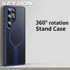 KEYSION 360 Скрытая Металлическая Подставка Магнитный Чехол для Magsafe для Samsung Galaxy S24 S25 Ultra S24+ S25+ Матовый Ударопрочный Чехол для Телефона