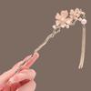 Retro Chinese Style Pink Flower Pearl Tassel Hair Clip for Women Hair Stick Pins Handmade Hairpins Charm Jewelry Hair Ornaments