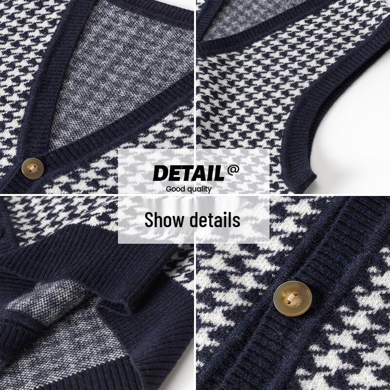 Мужской кардиган-жилет с V-образным вырезом Hengyuanxiang из 100% чистой шерсти