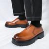 Fashion Brand Men's Comfortable Thick Soled Legged Loafers 2025 Fashion New Men's Round Head Breathable Cowhide Casual Leather Shoes