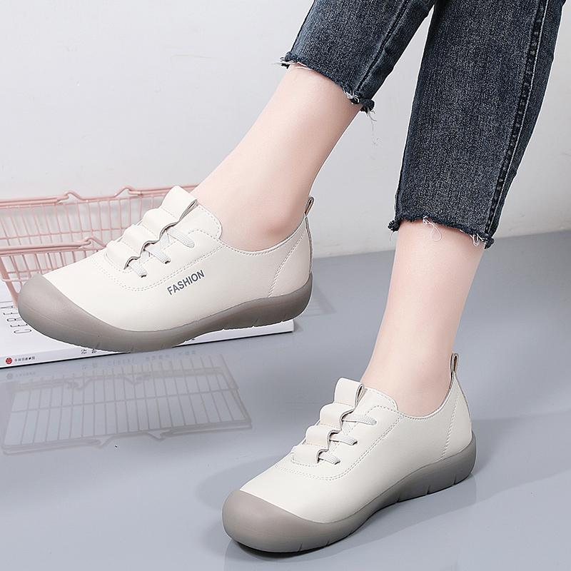 Женские туфли на плоской подошве, мягкие, повседневные, элегантные, студенческие, черные, кожаные мокасины, большой размер