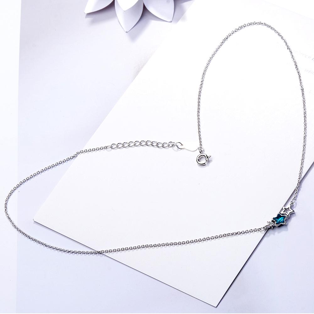 ANENJERY Ожерелье из сладкого синего искусственного кристалла со звездой и кубическим цирконом для женщин, цепочка на ключицу S-N78