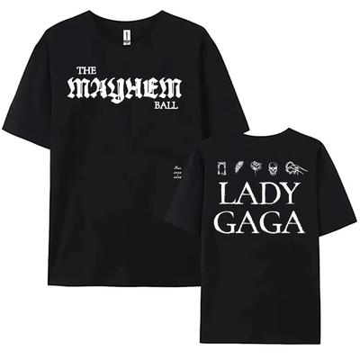 Леди Гага The Mayhem Ball Tour 2026 Графика 100% Хлопок Унисекс Футболка Стиль Y2k Хип-Хоп Летняя Мужская Футболка с Коротким Рукавом Подарок для Фаната