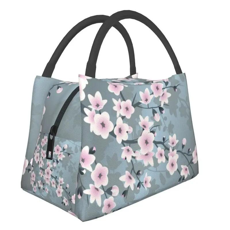 Сумка-тоут Cherry Blossom Infused Lunch Tote для женщин Sakura Cherry Blossom Cherry Portable Thermal Cooler Food Lunch Box Travel