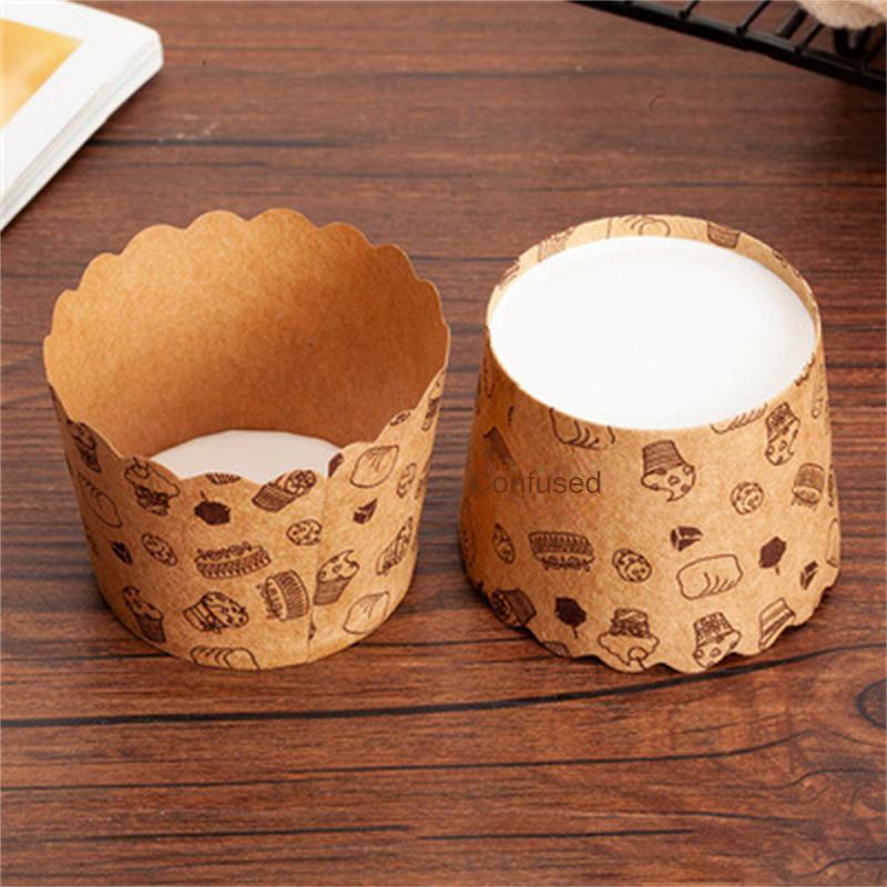 Подставка для маффинов среднего размера Бумажные стаканчики Упаковочная коробка из крафт-бумаги Термостойкие бумажные стаканчики Аксессуары для выпечки