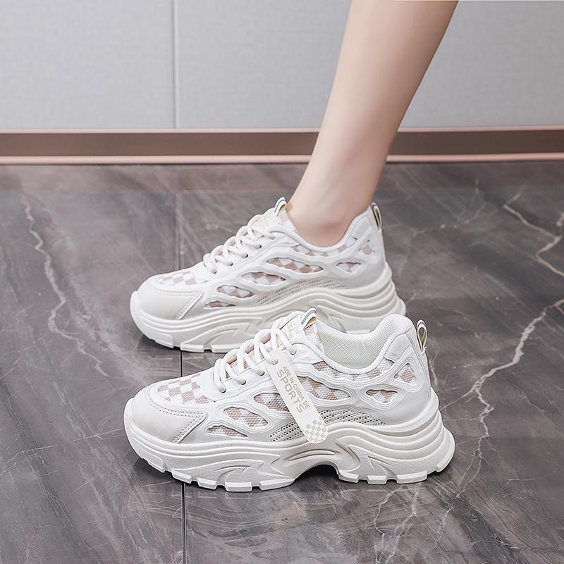 Fashion Casual White Platform Shoes For Women Spring Summer New White Sneakers Female Solid Color Lace Sports Shoes Woman