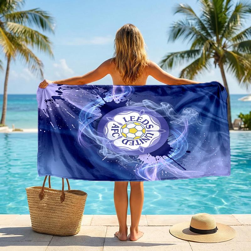 Пляжное полотенце Leeds United Football Мягкое из микрофибры Летнее полотенце Быстросохнущее Впитывающее полотенце для пляжа Бассейна Путешествий