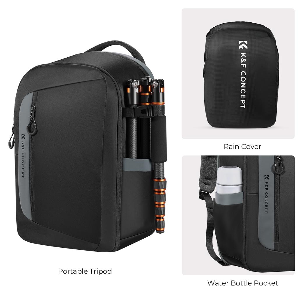 K&F CONCEPT KF13.158 Рюкзак для камеры, сумка для хранения фотографий, открывается сбоку, подходит для ноутбука 15,6 дюйма