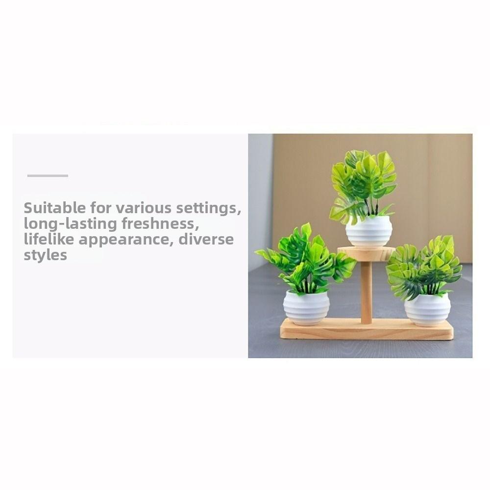 Green Leaves Faux Plant Bonsai Photo Props Artificial Potted Plant Home Decoration
