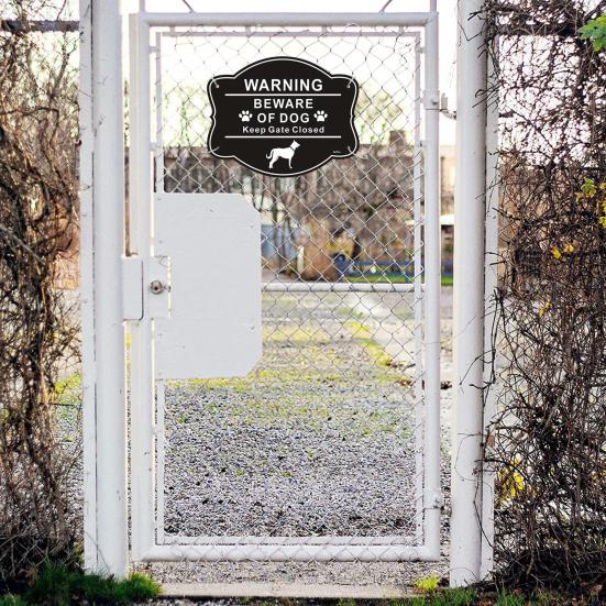 Beware of Dog Sign for Fence Aluminum Alloy Yard Keep Gate Closed Sign Fade Resistant Weatherproof Warning Sign for Door Gate Fence