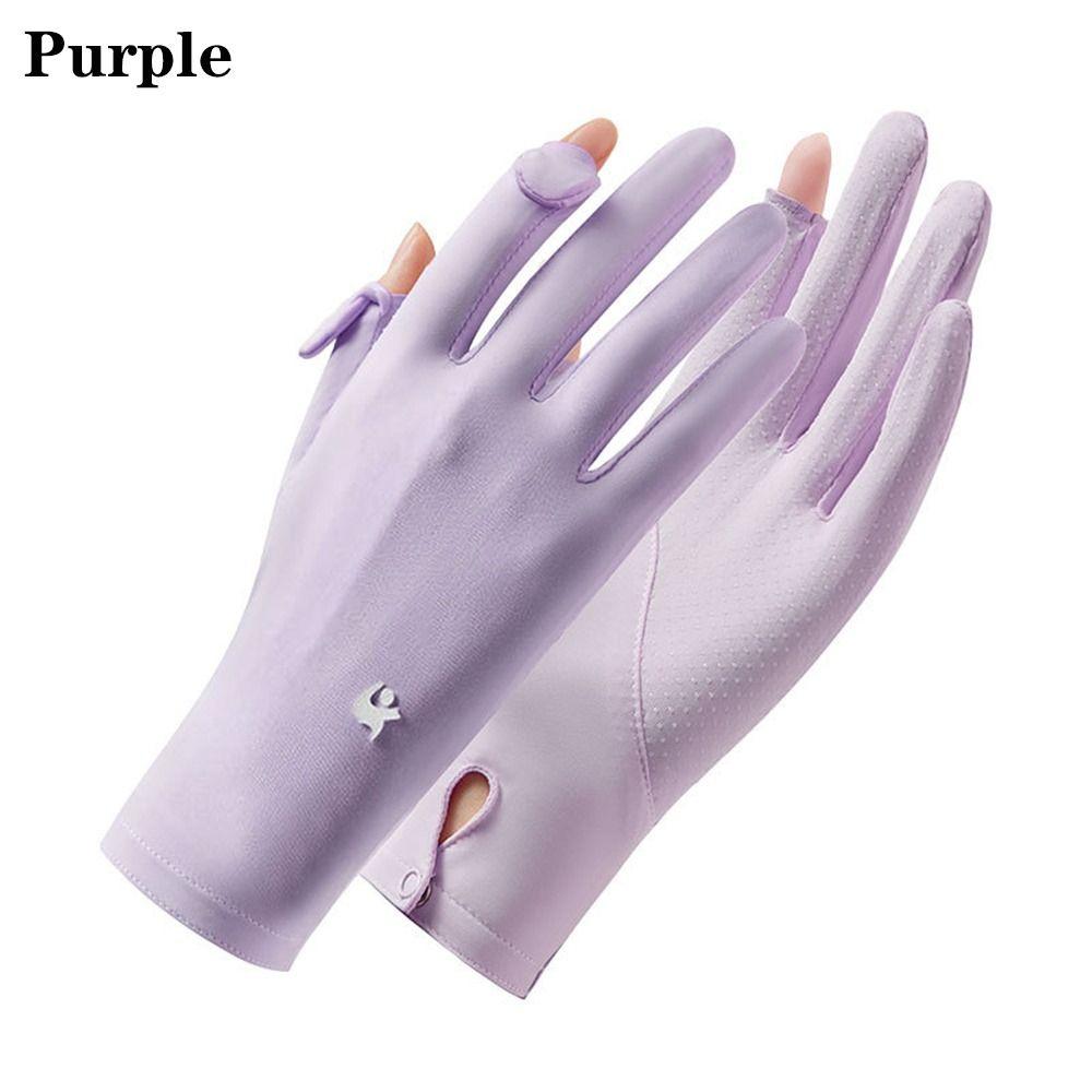 Women Sunscreen Summer Ice Silk Gloves Sun Protection Gloves Anti-UV Gloves Mittens
