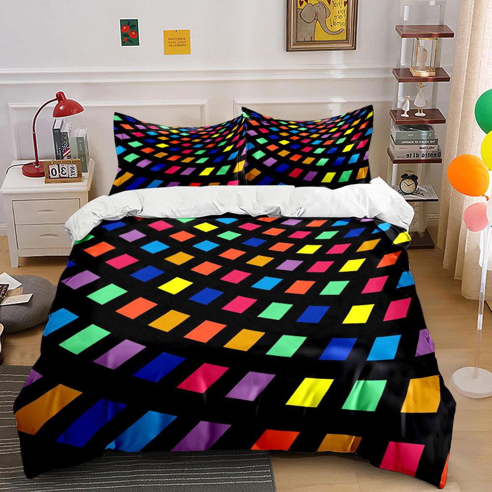 Colorful Abstract Decoration Set Bedding Set with 1 Duvet Cover 2 Pillowcases Single Double King Queen, Gift