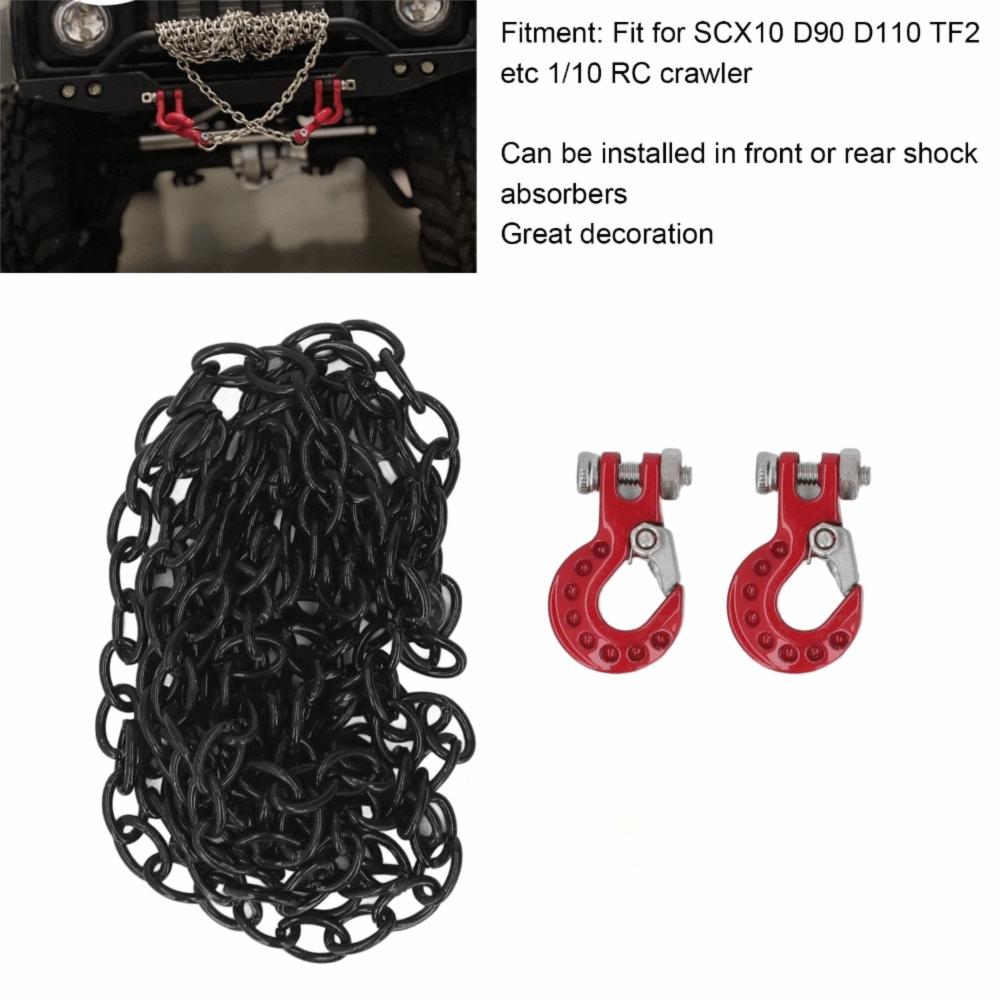 Upgrade Parts RC Car Tow Hook Trailer Chain Set for SCX10/D90/D110/TF2/TRX4 1/10 RC Crawler Truck