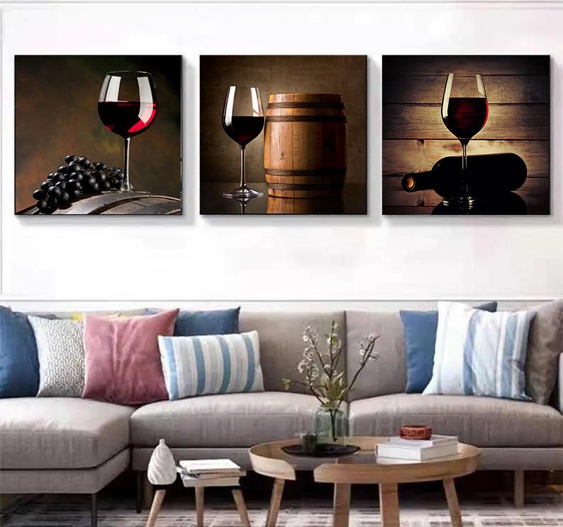 Kitchen Bar Red Wine Grape Beer Wall Art Canvas Painting Still Life Nordic Poster Wall Pictures Decor For Living Room