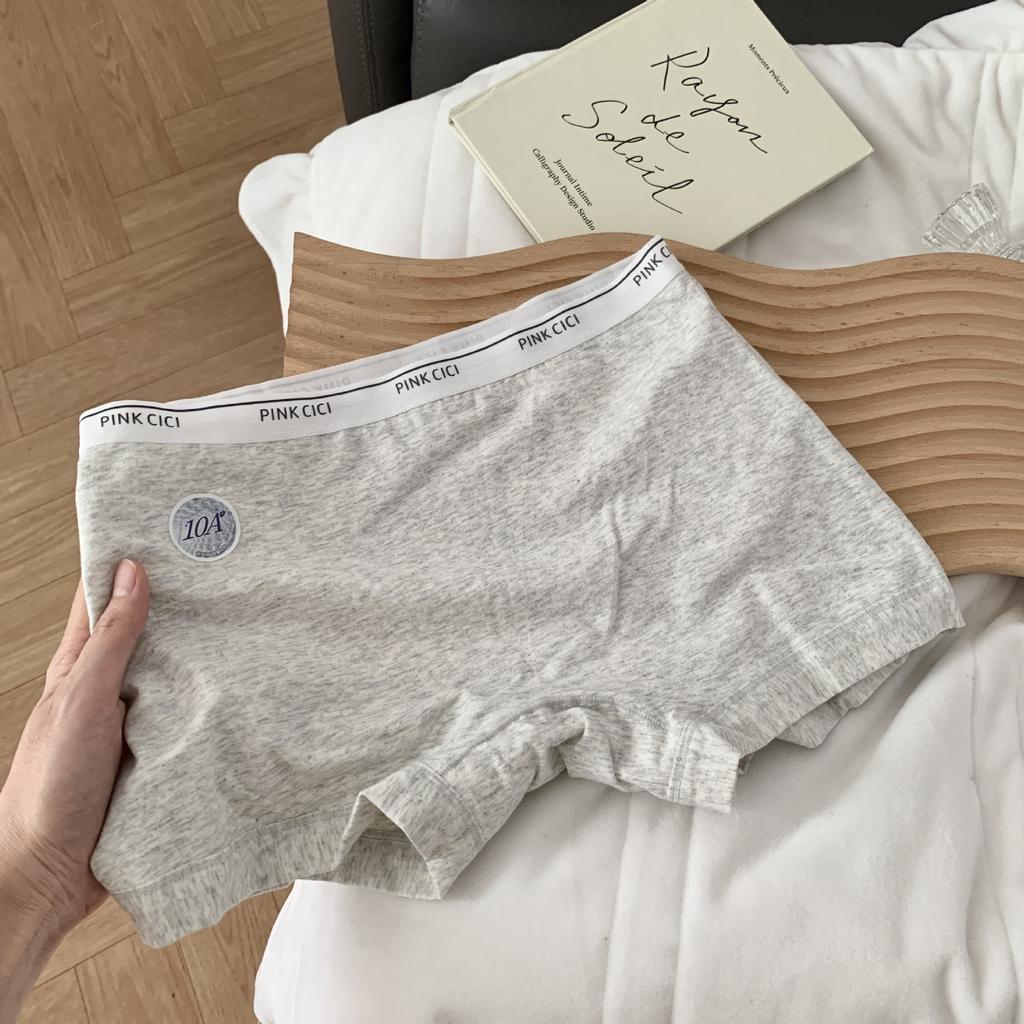 Ladies Spring and Autumn Simple Color Letter Pure Cotton 10A Anti Bacterial Mid Waist Flat Angle Underwear