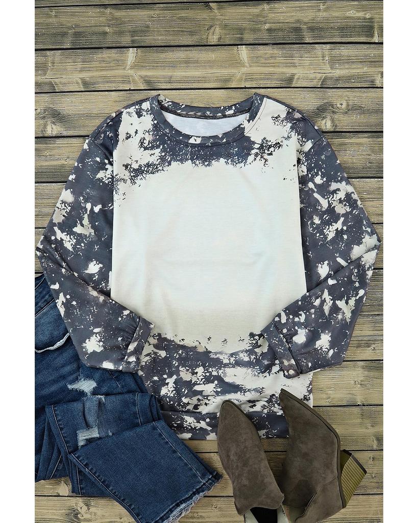 Azura Exchange Винтажный выбеленный топ с длинными рукавами в технике тай-дай