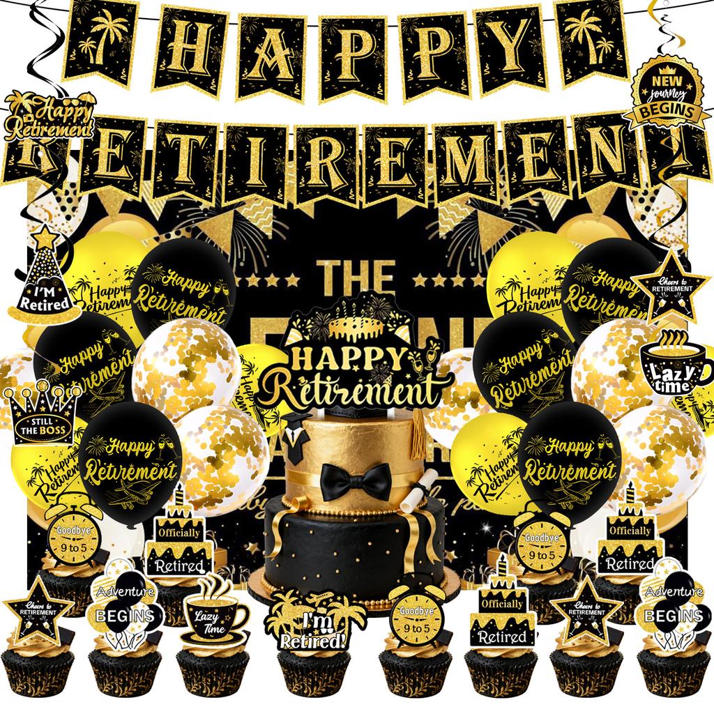 Популярные товары для тематической вечеринки по случаю выхода на пенсию, украшения для выхода на пенсию, реквизит для оформления, посуда, баннеры, флаг, украшение для вечеринки, спираль