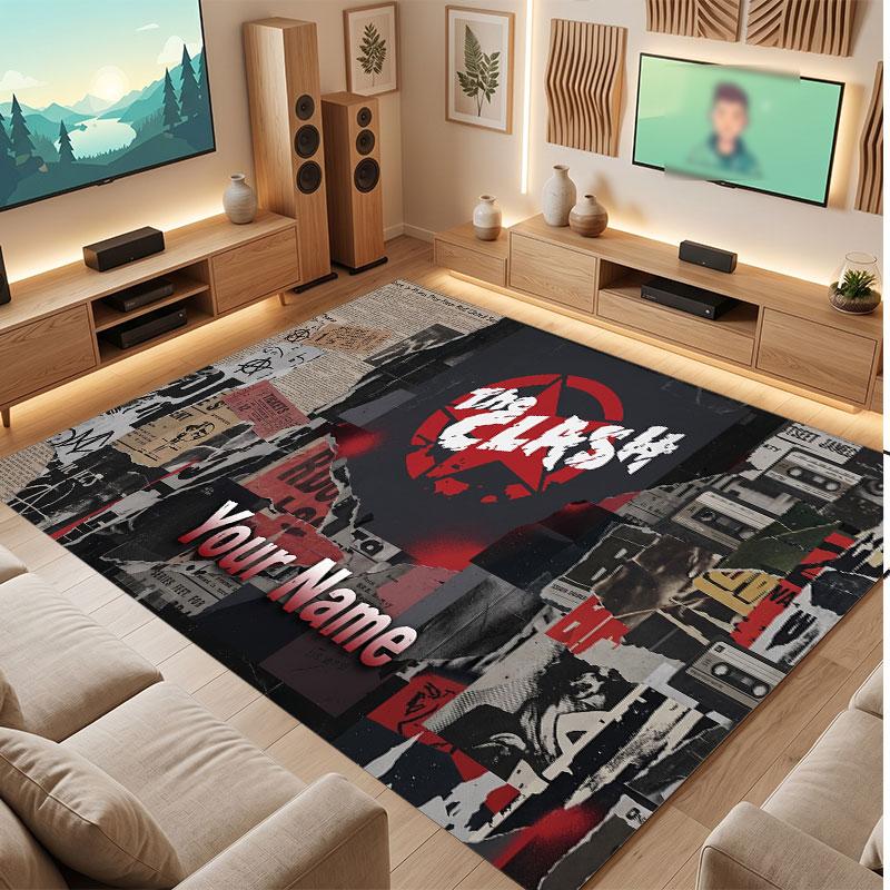 The Cure Personalized Crystal Velvet Carpet, Customized Name Text Soft Anti‑Slip Rug for Living Room Bedroom