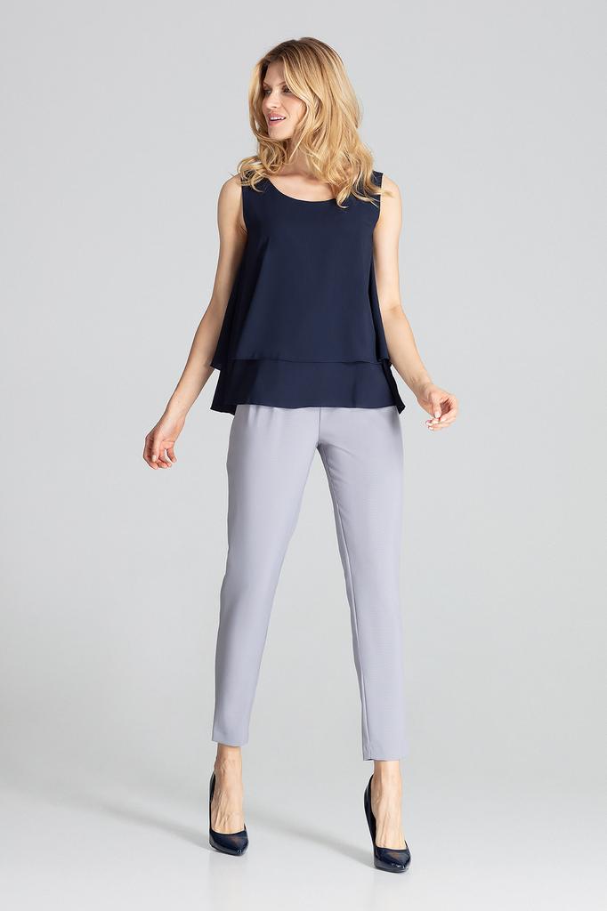 Elegant sleeveless blouse - navy blue blouse M679 size