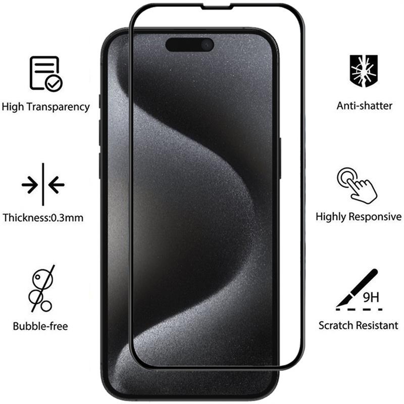 4 шт./лот, полноэкранная защитная пленка из закаленного стекла HD для iphone 15/15 Pro/15 Pro Max/15 Plus/14 13 12 11 Pro Max mini