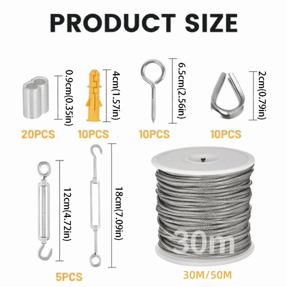 PVC Coated Stainless Steel Cable Rope Heavy Duty Wire Fence Roll Kits Clothesline