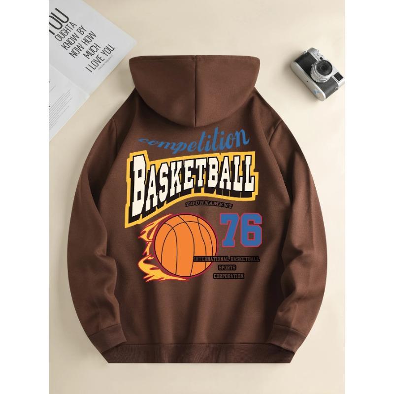 Мужская модная толстовка с капюшоном, повседневная, с завязками, с капюшоном, баскетбольный принт, карман-кенгуру спереди, мужская куртка, толстовки и свитшоты для мужчин