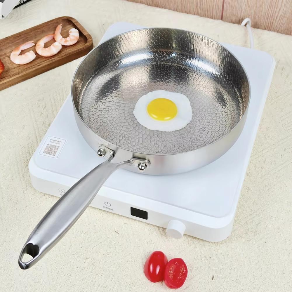 Titanium Zinc Zinc Alloy Hammered Texture Frying Pan Fast Heating Steak Skillet Non-stick Pot Fried Eggs