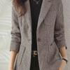 Women's Houndstooth Suit Jacket - 2024 Spring/Fall Casual Plaid Blazer for Middle-Aged Women