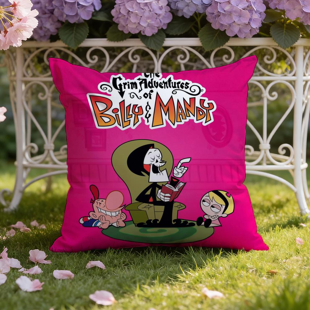 B-Billy & Mandy'sAdventure Cushion Cover Home & Car Dual-Scene Pillow Cover: Reversible for Premium Comfort