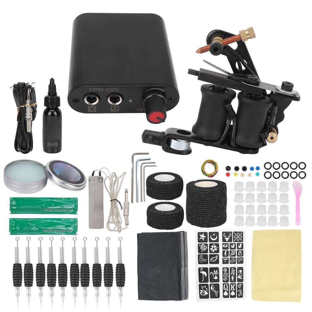 8 Wraps Tattoo Coil Machine Kit Mini Tattoo Power Supply Complete Tattoo Machine Set for Beginners