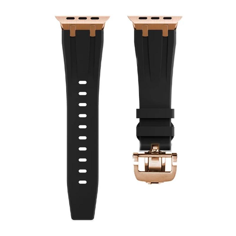Ремешок для часов Роскошный мягкий силиконовый ремешок для Apple Watch Ultra 49 мм Series 8 7 6 SE 5 4 для iWatch 42 мм 44 45 мм ремешок с пряжкой-бабочкой для AP