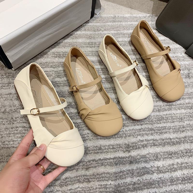 Women's Mary Jane Shoes Round Toe Flat Shoes Ballet Flats for Female Comfortable Ankle Strap Flats Casual Slip On Work Mary Janes Flats Dress Shoes