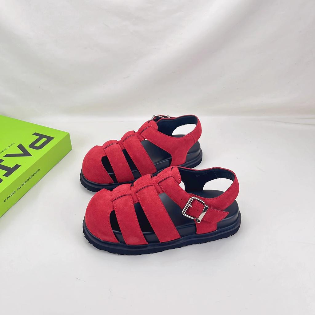 2025 Summer New Super Soft Leather Bag Head Women's Sandals Flat Casual Ugly Cute Pig Cage Shoes Roman Sandals Women