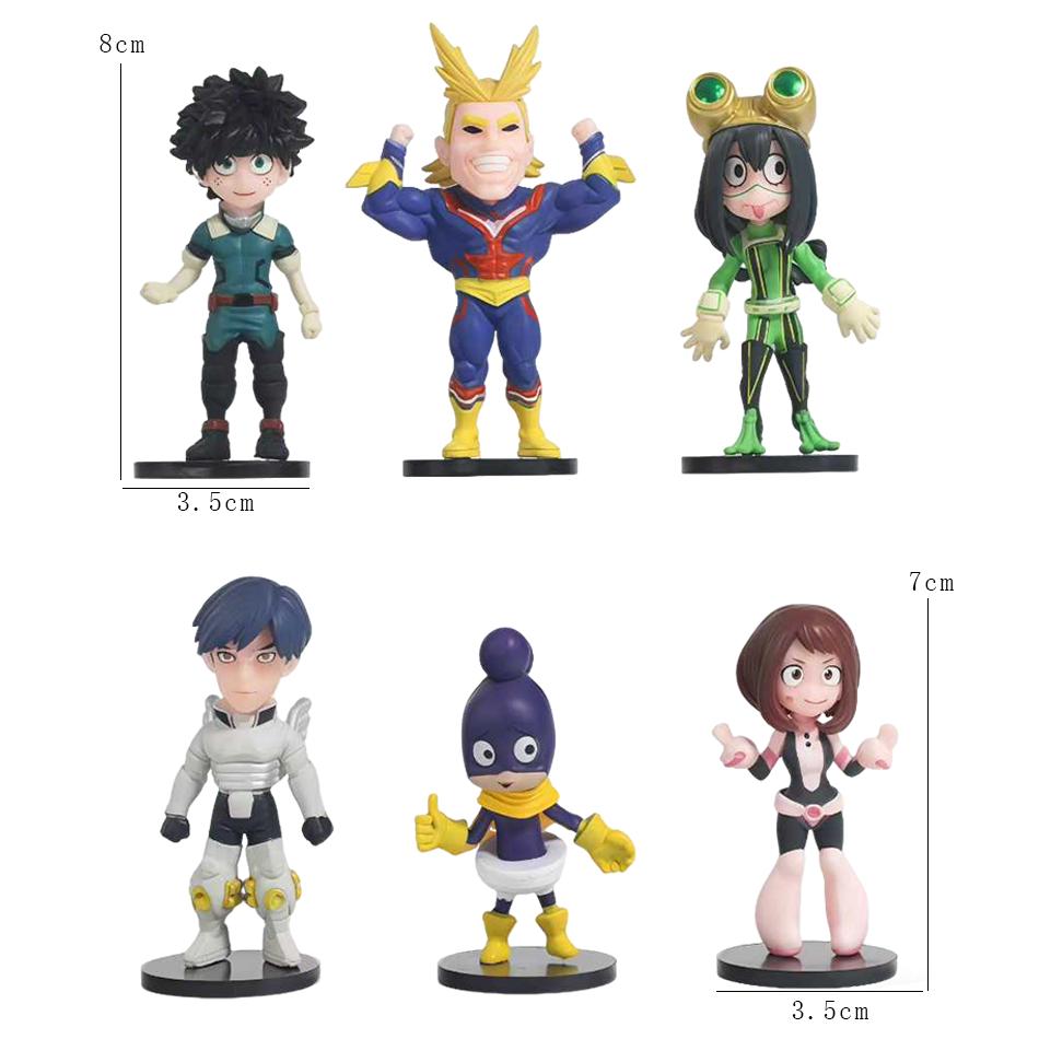 6 шт. Моя геройская академия Q-версия Милые фигурки Изуку Мидории, Цую Асуи, Шото Тодороки, Модели, Украшения, Подарок для детей