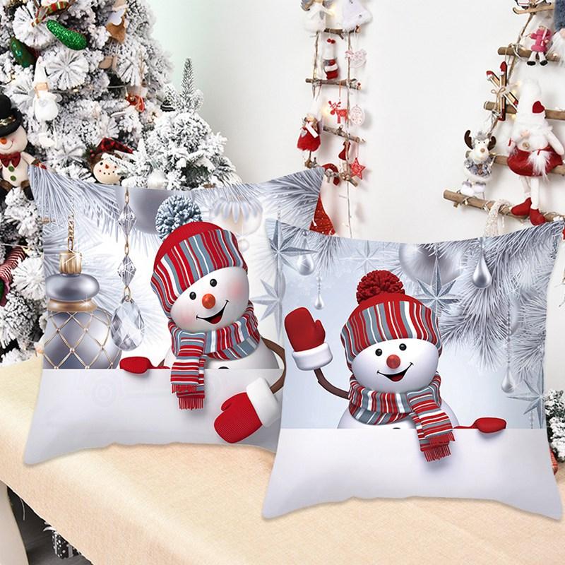 Snowman Christmas Cushion Cover Merry Christmas Decorations For Home Cristmas Sofa Decor Navidad Xmas Gifts New Year
