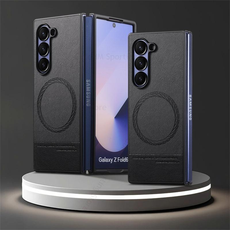 Для Magsafe Магнитный Кожаный Чехол для Телефона Для Samsung Galaxy Z Fold7 5G Беспроводное Зарядное Устройство Magsafing Жесткий ПК Прочный Чехол Для Samsung Z Fold 7 6 5 4 3 5G