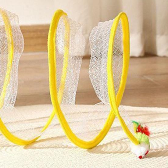 Игрушка туннель для кошек Спиральная игрушка для котят Складная конструкция Легко устанавливается Интерактивный спиральный туннель для кошек с игрушкой-пером