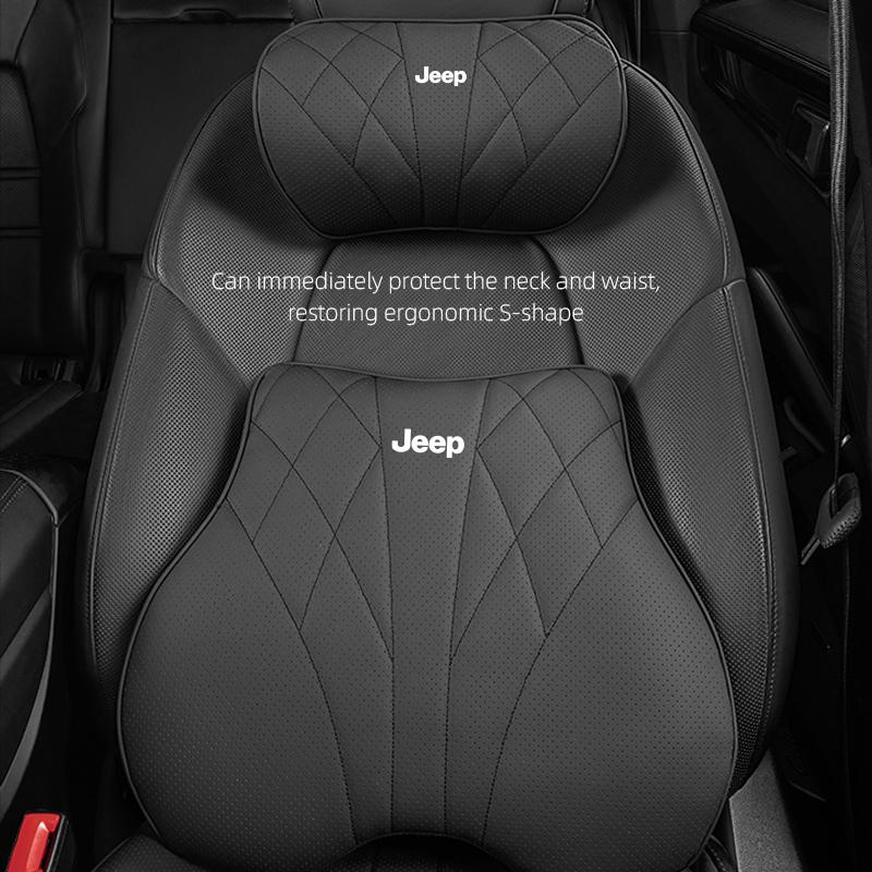 Quality Leather Car Cushion Waist Cushioning Seat Headrest For Jeep Grand Cherokee Wrangler JK Gladiator Compass Renegade Recon