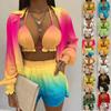 2025 Sexy Swimsuit Summer Fashion Solid Color Printing 3 Piece Suit Women