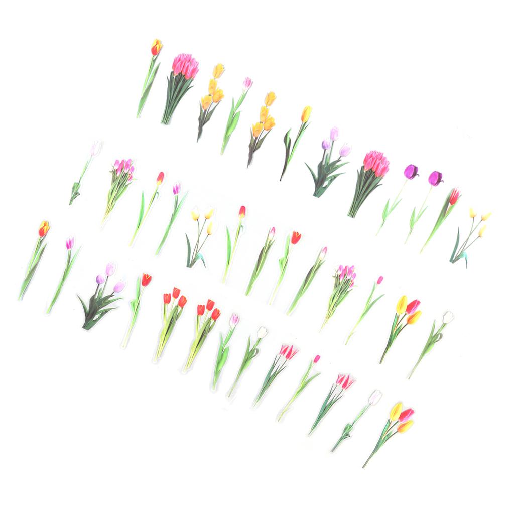 6 Pack Floral Stickers Set DIY Hand Crafted PET Transparent Floral Leaves Stickers for Scrapbooking