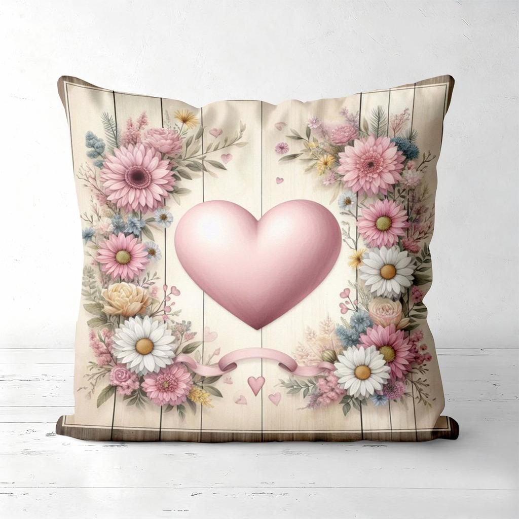 Floral Heart Patterned Cushion Covers for Home Decor Polyester pillowcase, sofa decorative cushion cov Headboard Pillow