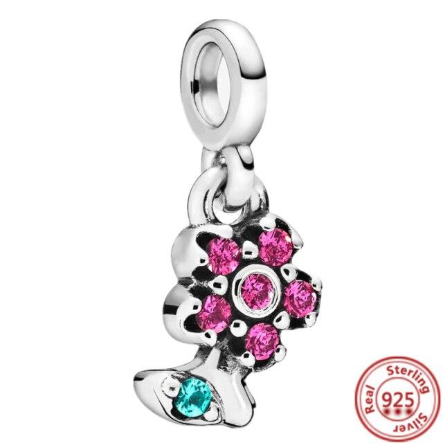 Серьги-браслет Charm Me, ювелирные изделия своими руками, серебро 925 пробы, моя любовь, морская звезда, фламинго, ласточка, мир, мини-подвеска из бисера