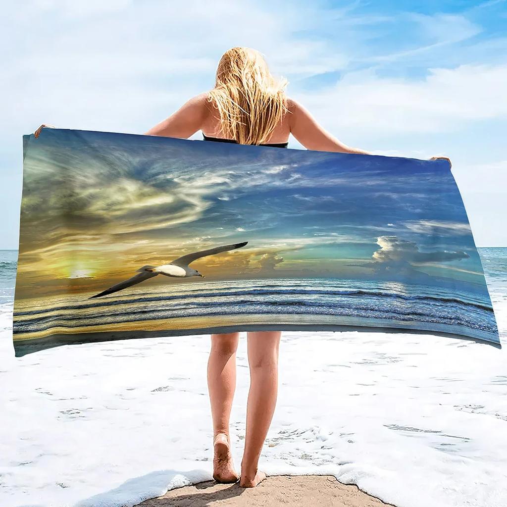 Seagull Beach Towel,Microfiber Beach Towel Fast Drying,Sand Free Beach Towel Super Lightweight Towels For Swimming Pool,Camping