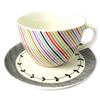 [N8501] - Cup + Saucer 'Vintage Design' Multicolored Stripes - 11x7 Cm