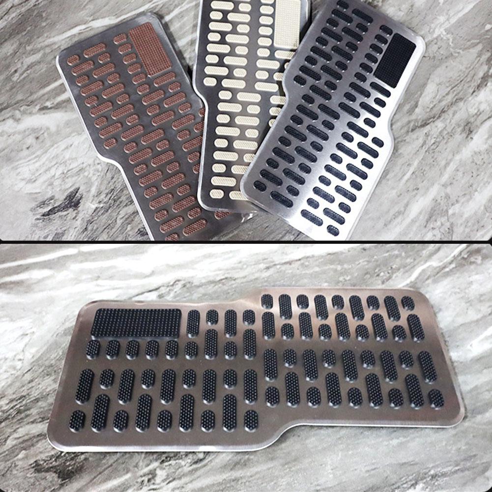 Car Foot Rest Pedal Board Floor Carpet Mat Anti-slip Stainless Steel Heel Pad Car Truck Suv Black Beige Brown Universal