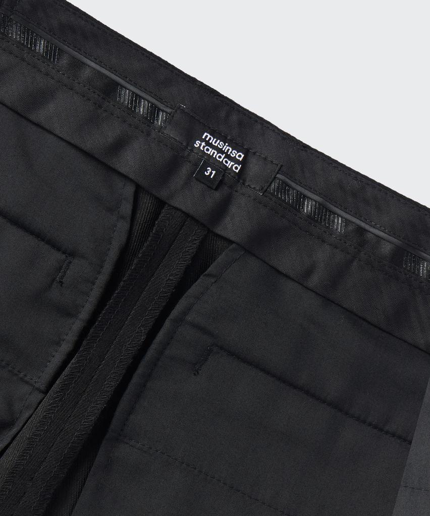 MUSINSA STANDARD Brushed Two-Tuck Wide Hidden Elastic Waist Slacks [Black]