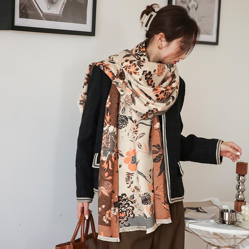 New Style Stylish Printed Air-conditioned Room Shawl Scarf Office Warm Nap Blanket Autumn and Winter Warm Scarf