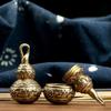 Brass Car Gourd Pendants Handmade Copper Gourd Key Chain Vintage Lotus Gourd Miniatures Desktop