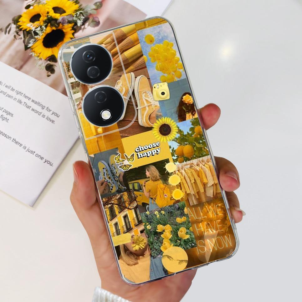 For Cover Honor X7b 5G Case For Honor X8B 4G Love Heart Women Fashion Luxury Pattern Housing Etui Huawei HonorX8b Soft Clear TPU